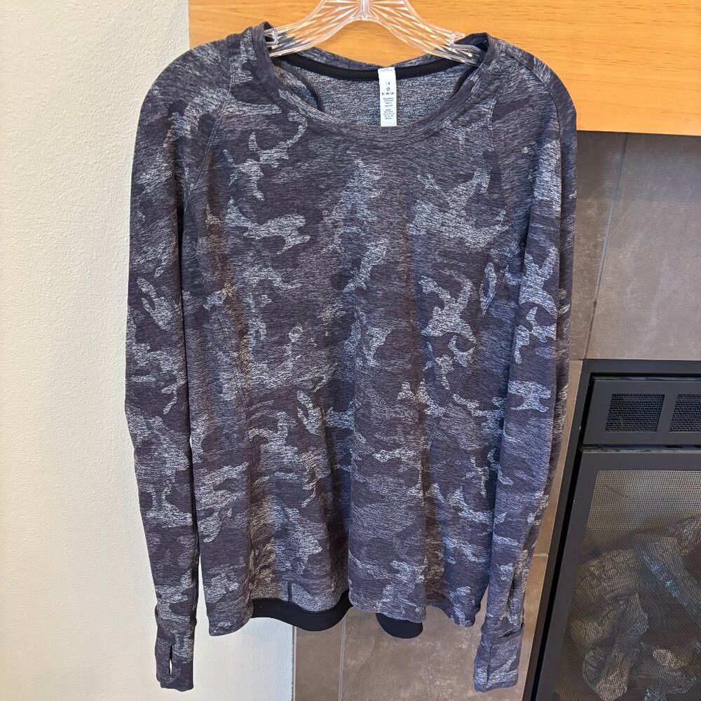 LULULEMON Women's It's Rulu Run Long Sleeve Shirt Camo Size 14 EUC